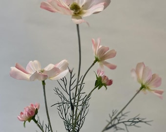 Artificial cosmos light pink – playful single stem with silk blossoms for vase or decoration, delicate, realistic & durable
