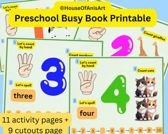 Preschool Busy Book Printable Toddler Number 1 to Number 10,Montessori Homeschool Kindergarten