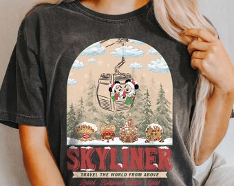 Vintage Mickey and Friends Skyliner Travel The World From Above Shirt, Disney Epcot Hollywood Studios Shirt, Disneyland Trip Family Shirt