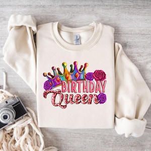 Birthday Queen Png, Sublimation Design, Pink Flowers Png, Leopard Design, Crown Png, T-Shirt Design, Instant Digital Download Png