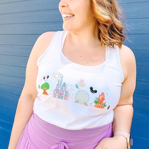 runDisney Four Parks Running Sweat-Wicking Tank Top, magical running tank, Magic Kingdom, Animal Kingdom, Epcot, Hollywood Studios