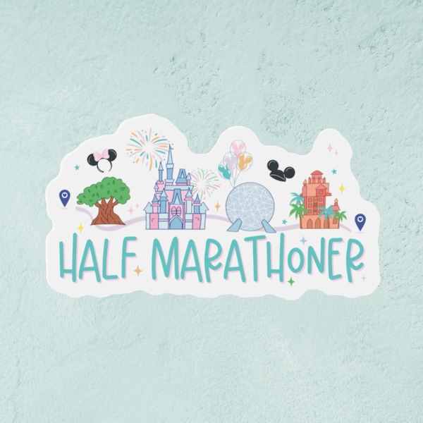 Imán de los Cuatro Parques del Media Maratón Mágico de runDisney, Decoración de Ventanas Disney, Imán de Puerta del Disney Runner Resort