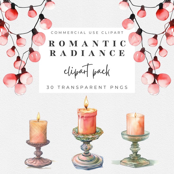 Romantic Radiance - Coquette Candle Clipart for Charming Creations