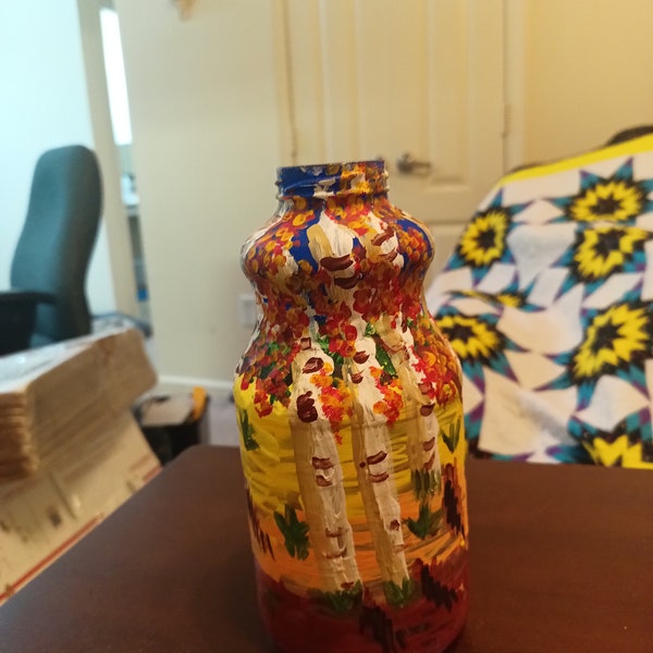 Hand Painted Glass Vase Signed by Artist