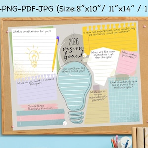 2026 Goal Planner & Vision Board for Students, Growth Mindset PDF, Social Emotional Learning SEL Worksheets, Printable Digital Download