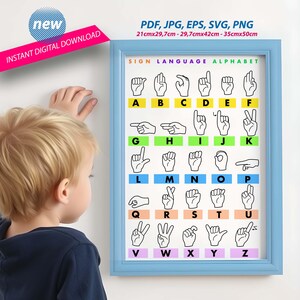 ASL Alphabet Poster: Sign Language Printable Art (Digital Download