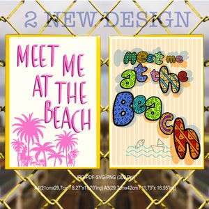 Rencontrez-moi à la plage, impression côtière, lot de 2, impressions de plage, art mural côtier à la mode, décoration esthétique de plage petite-fille côtière