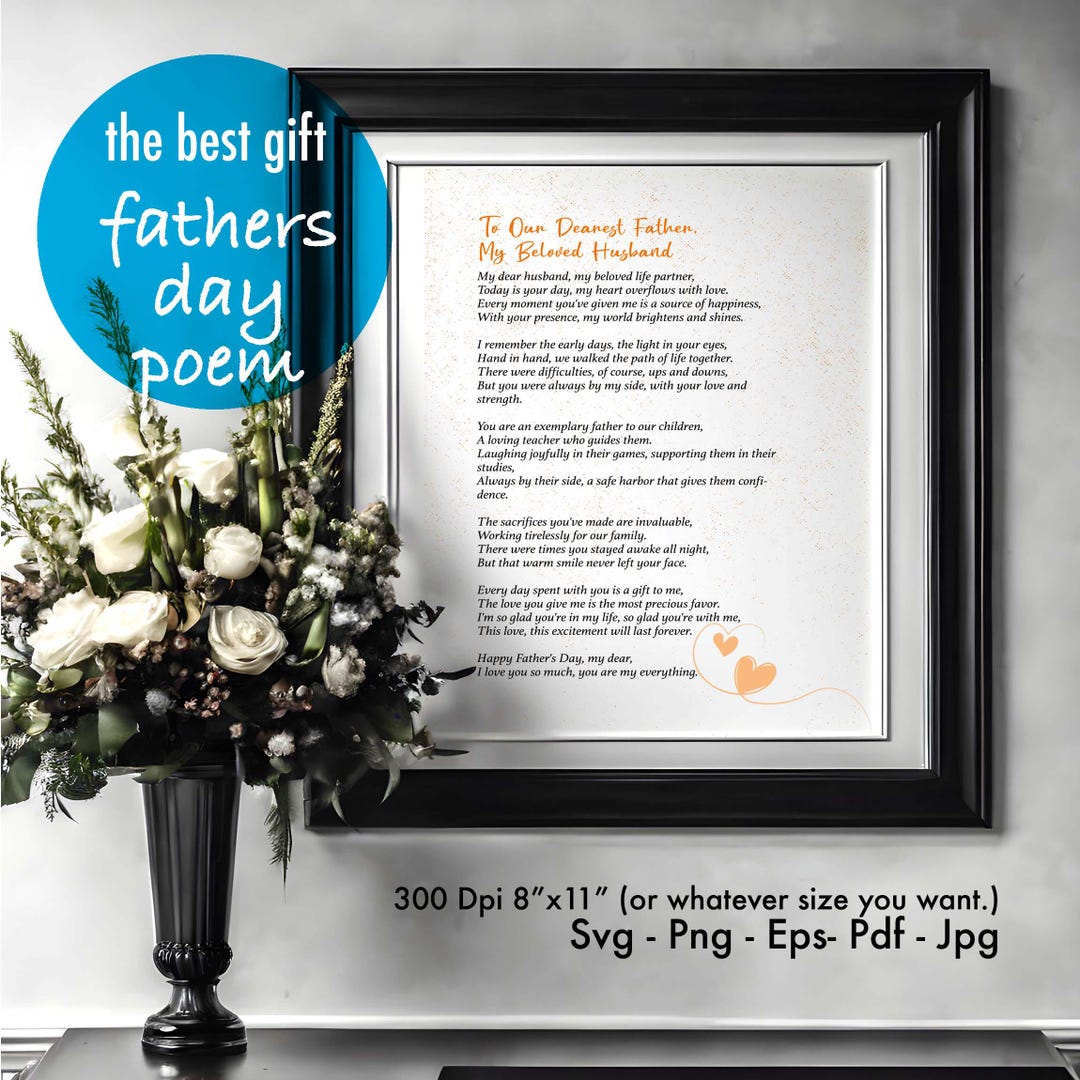 Father's Day Poem for Husband From Wife & Kids - Meaningful Gift for ...