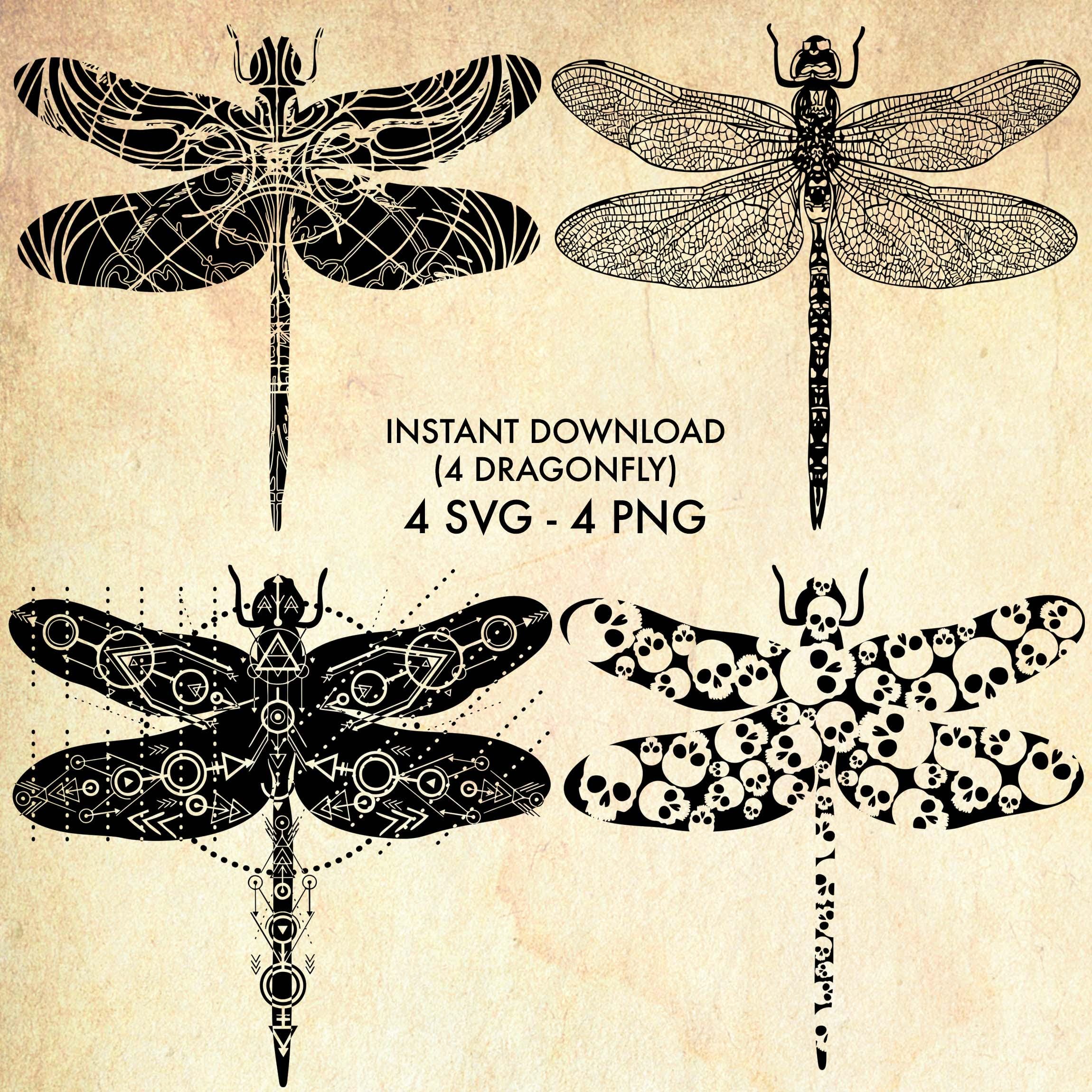 Dragonfly SVG Bundle for Cricut & Glowforge, Geometric Insect Clipart ...