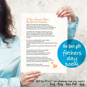 Father&#39;s Day Poem, for Husband from Wife & Kids - Meaningful Gift for Him, Dear Husband poem Svg, Emotional Father&#39;s Day Poem for Husband