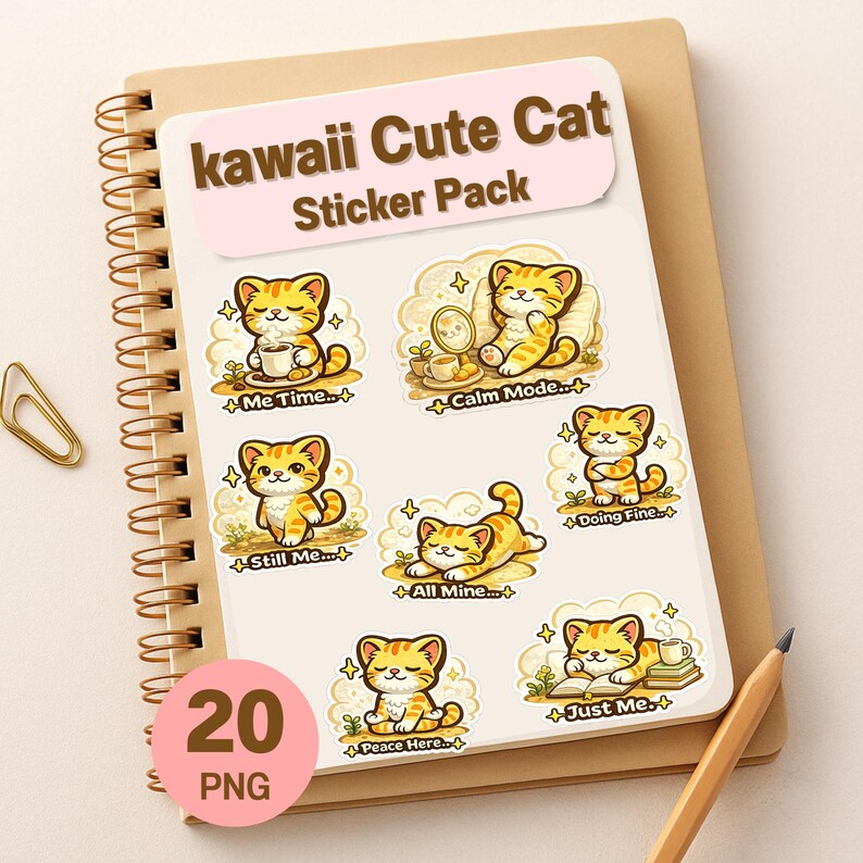 Kawaii Cat Single Life Stickers for iPad Goodnotes Digital Planner PNG ...