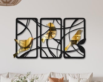 Decorative Birds Plexiglass Metal Wall Art,Metal and Plexiglass Birds Wall Sculpture,Modern Abstract Wall Decor for Living Room or Bedroom