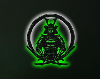LED Samurai Metallwandkunst: Japanisches Bushido Zen-Dekor