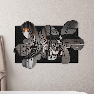 Plexiglass and Metal Flower Wall Decor,Modern Wall Art,Metal Floral Wall Decoration,Wall Decoration with Floral Figures,Floral Metal WallArt