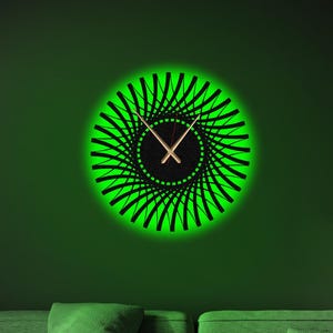 Geometric LED Metal Wall Clock,Metal Large Wall Clock with LED,Minimalist Silent Clock Decor,Boho Wall Clock,Modern Wall Clock,Office Decor