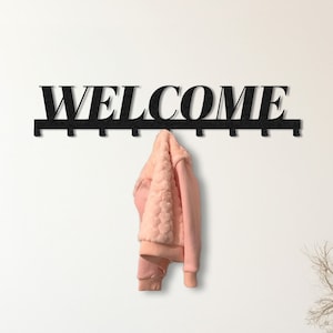 Hook Coat Rack, Large Metal Coat Rack, Welcome Decor, Metal Wall Decor, Coat Hanger Wall Steel Metal Hook, Metal Sign Metal Rack