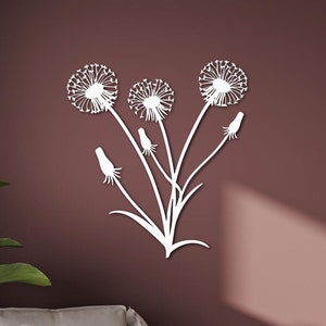 Dandelion Flower Metal Wall Decor, Dandelion Wall Art, Unique Home Decor, Livingroom Nature Decor, Patel Dandelion, Pusteblume Flying Seeds