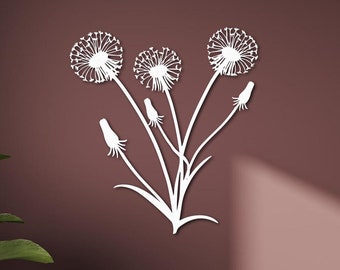 Dandelion Flower Metal Wall Decor, Dandelion Wall Art, Unique Home Decor, Livingroom Nature Decor, Patel Dandelion, Pusteblume Flying Seeds
