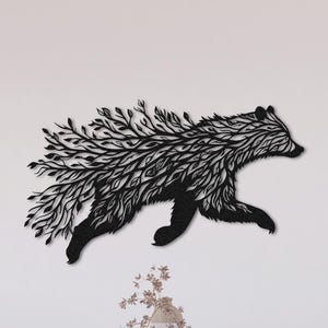 Tree Bear Metal Wall Art, Bear Metal Art - Wildlife Lover Gift, Metal Wall Decor, Nature Home Decor, Tree Wall Art, Living Room Decor