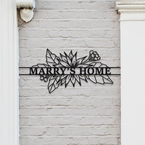 Floral Design, Custom Metal Sign, Metal Sign Hanging, Personalized Decor, Personalized Metal Name Garage Sign, Housewarming Est Year Decor