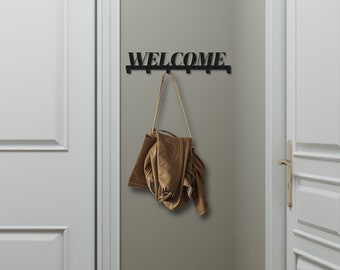 Welcome Metal Coat Rack, Home Branch Hooks, Wall Coat Hanger, Modern Key Holder, Hat Hanger, Clothing Hook, Home Gift
