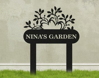 Custom Metal Garden Sign: Personalized Bird Decor, Outdoor Name Sign
