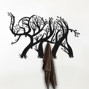 Elephant Looking Ivy Metal Coat Rack,Metal Wall Coat Rack,Wall Mounted Coat Hooks Hanger,Entryway Wall Organizer,Metal Hat Rack