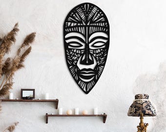 African Mask Metal Wall Art, African Traditional Mask, Mask Decor, Authentic Wall Hanging, Wall Mask, African Wall Art, Gift for African