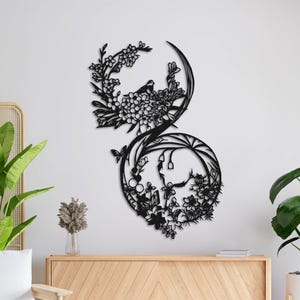 Bird Nest and Climbing Roses Metal Wall Decor,Floral Metal Wall Art with Bird,Botanical Art For Bedroom,Metal Floral Round Decor with Birds