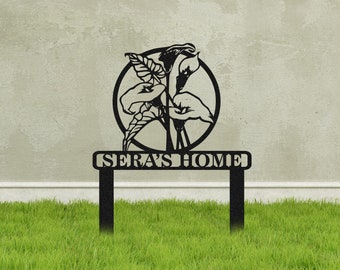 Custom Metal Garden Sign: Personalized Flower Decor, Outdoor Name Stake