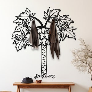 Entryway Coconut Tree Coat Rack, Palm Tree Metal Wall Hanger, Metal Decor Hooks, Modern Coat Rack Entryway Organizer, Big Tree Hanger
