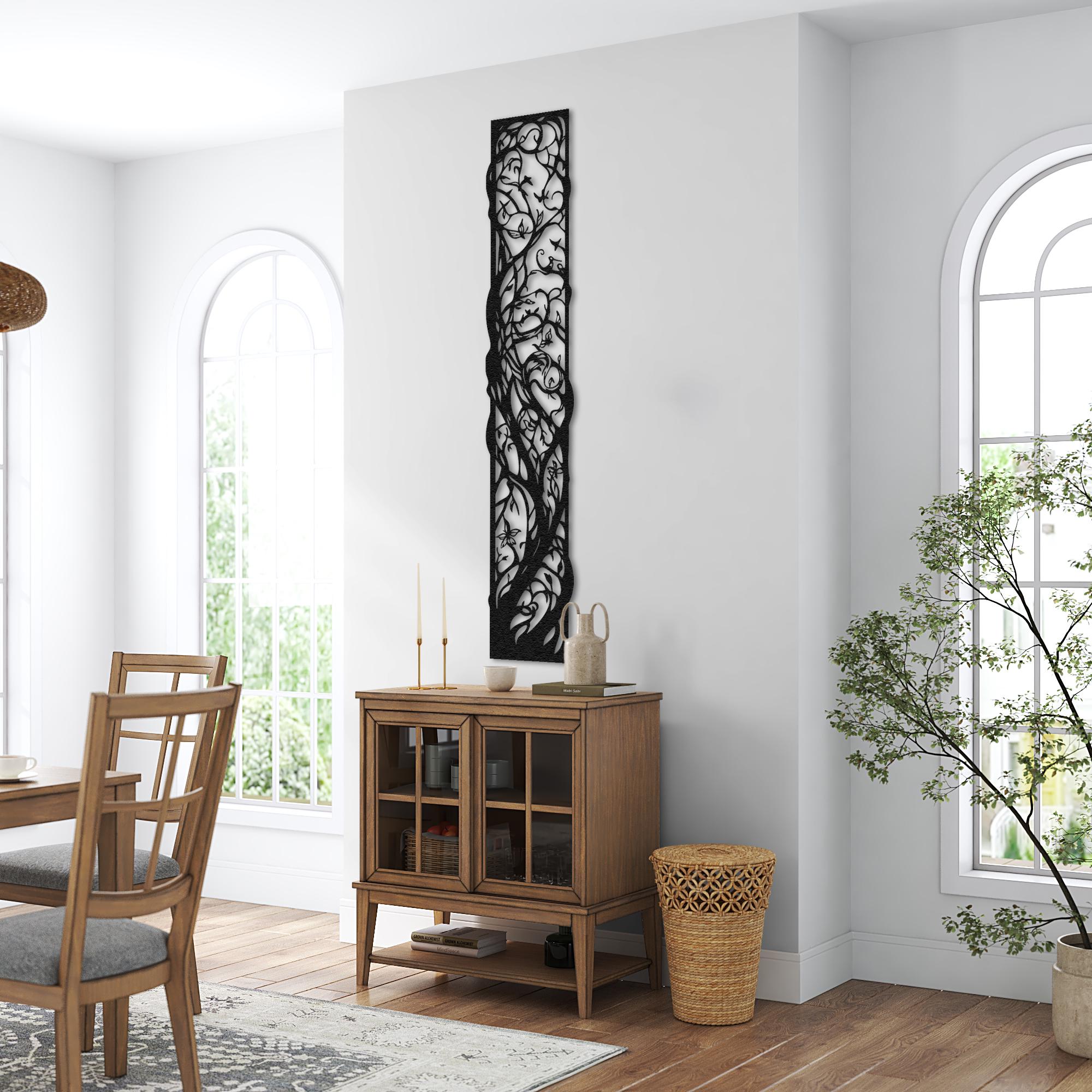 Tree Metal Wall Art, Long Wall Decor, Vertical Wall Decor, Minimal Wall