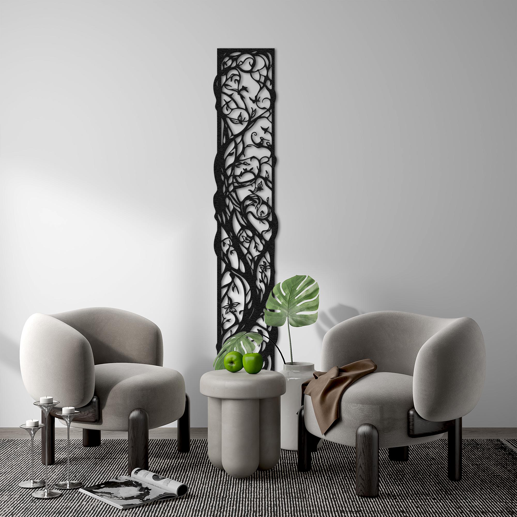 Tree Metal Wall Art, Long Wall Decor, Vertical Wall Decor, Minimal Wall