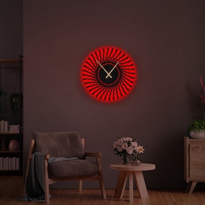 Geometric LED Metal Wall Clock,Metal Large Wall Clock with LED,Minimalist Silent Clock Decor,Boho Wall Clock,Modern Wall Clock,Office Decor