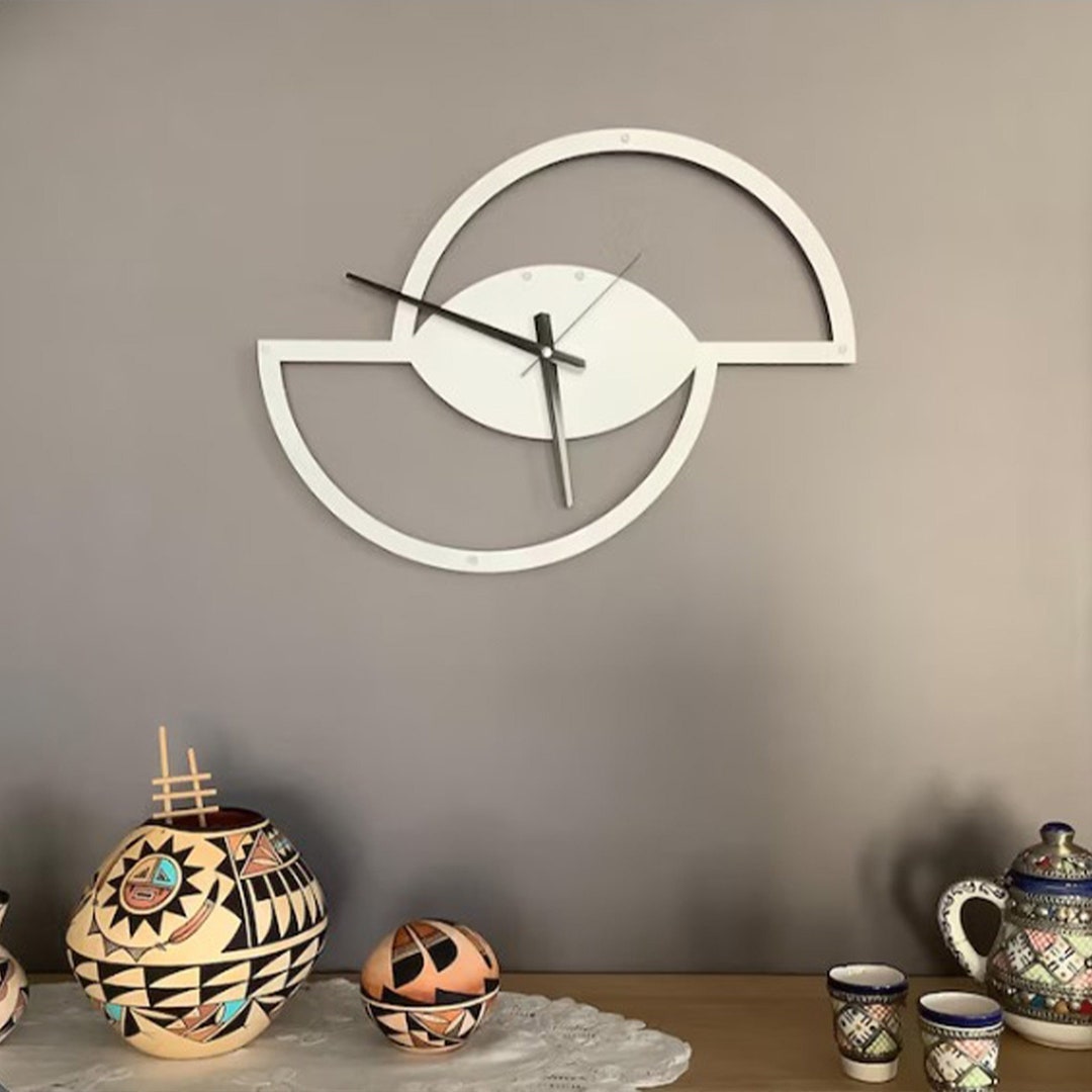Geometric Metal Wall Clock, Minimalist Clock, Metal Large Wall Clock ...
