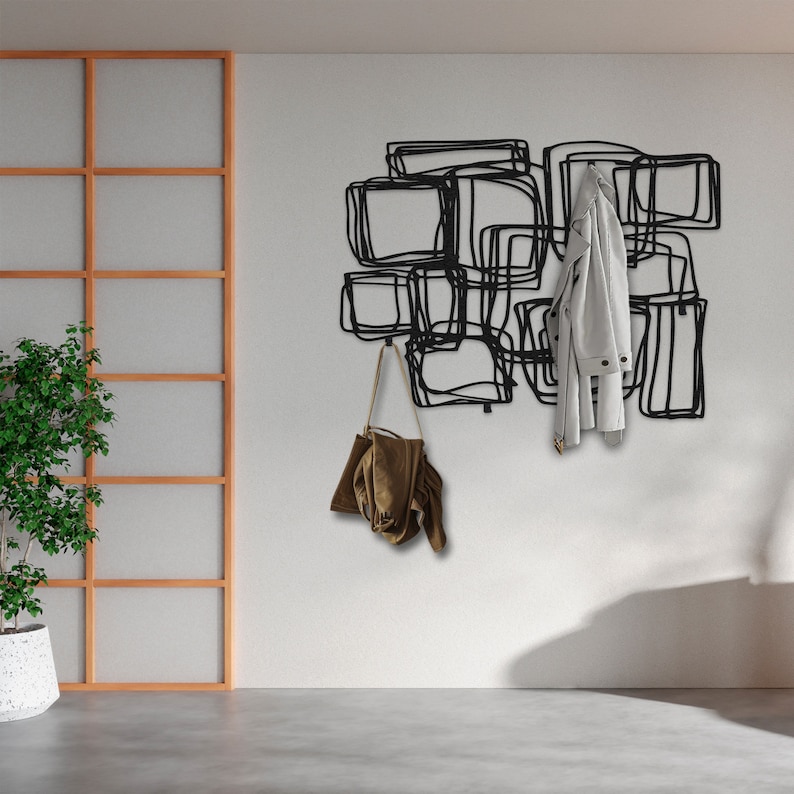 Metal Wall Coat Rack, Abstract Metal Wall Decor,entryway Metal ...