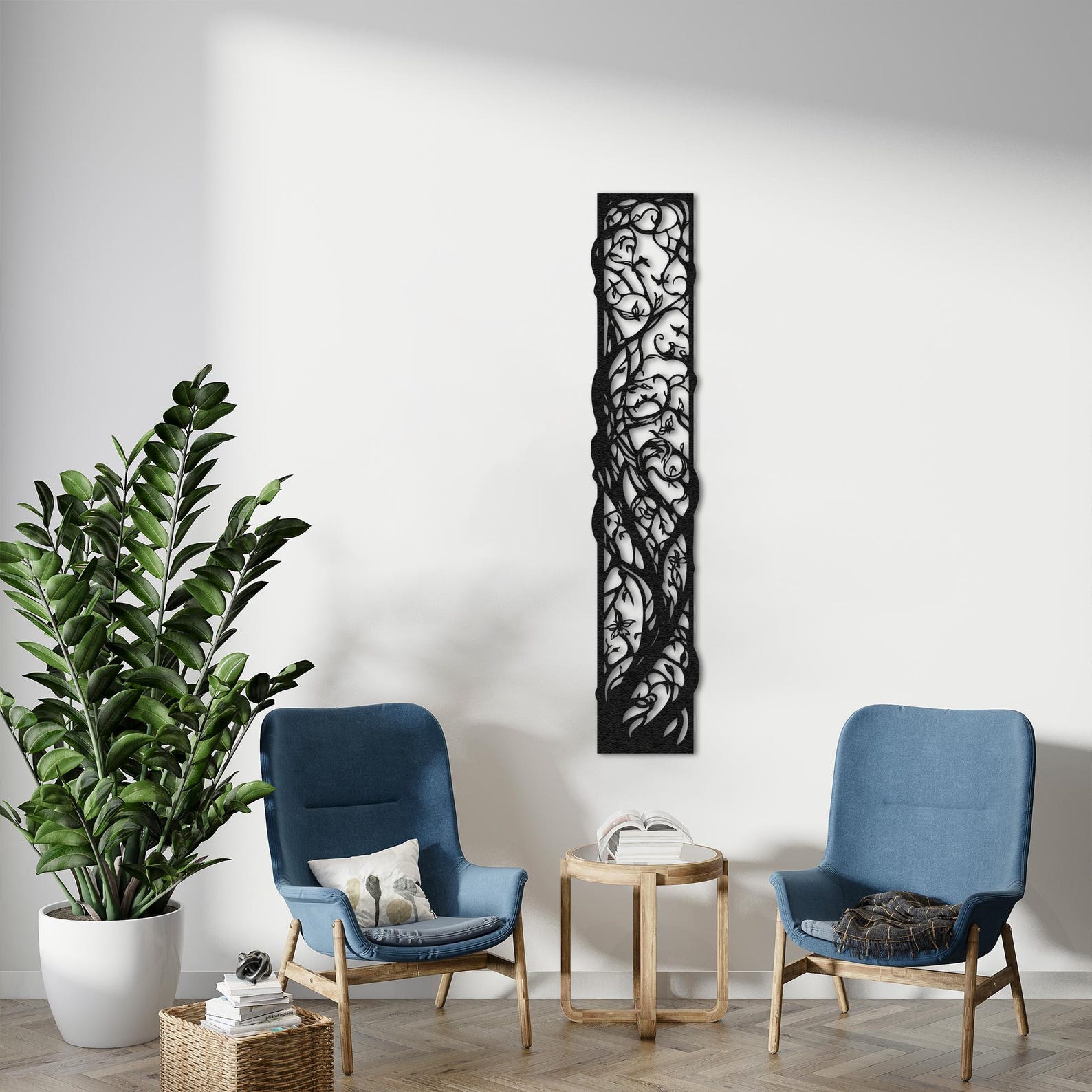 Tree Metal Wall Art, Long Wall Decor, Vertical Wall Decor, Minimal Wall