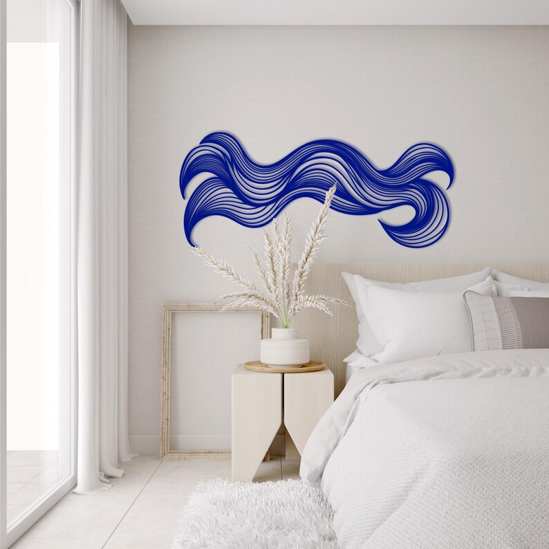 Abstract Metal Wall Art, Modern Wave Decor, Minimal Steel Sculpture ...