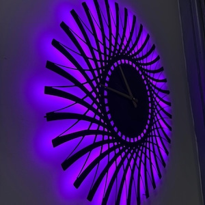 Lighted Metal Wall Clock, Unique Led Wall Clock, Modern Led Clock, Metal Wall Clock, Housewarming Gift, Gift for her,Silent Wall Clock