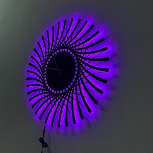 Lighted Metal Wall Clock, Unique Led Wall Clock, Modern Led Clock, Metal Wall Clock, Housewarming Gift, Gift for her,Silent Wall Clock