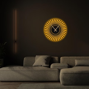 Geometric LED Metal Wall Clock,Metal Large Wall Clock with LED,Minimalist Silent Clock Decor,Boho Wall Clock,Modern Wall Clock,Office Decor