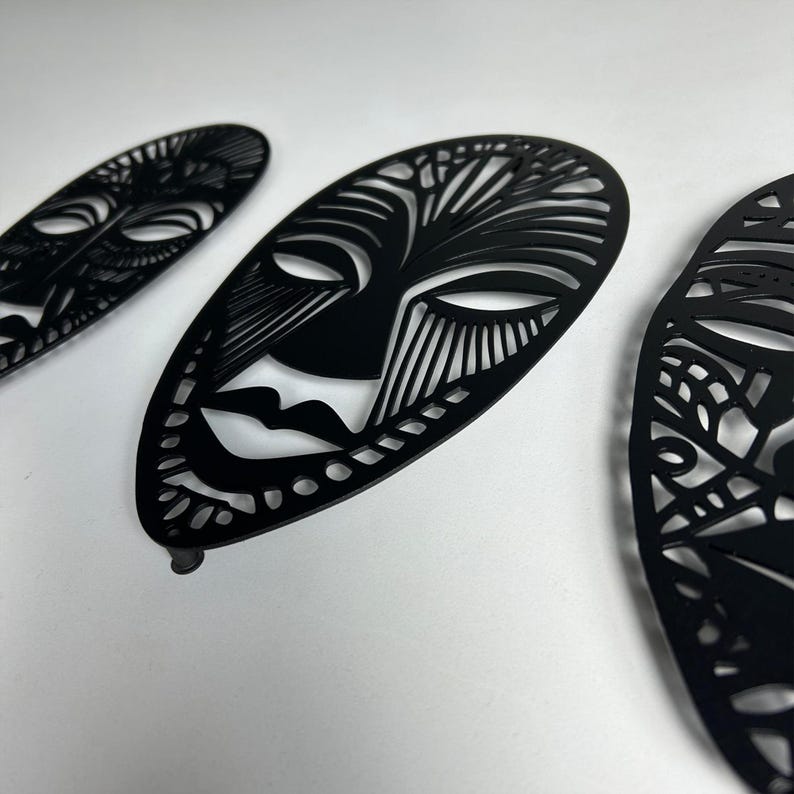 3 Panel African Mask Metal Wall Art, African Mask Wall Decor, Set Of 3 Wall Art, African Home Decor, African American Decor, African Gifts