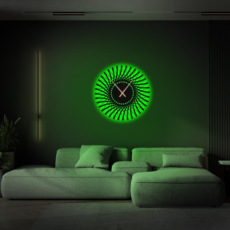 Geometric LED Metal Wall Clock,Metal Large Wall Clock with LED,Minimalist Silent Clock Decor,Boho Wall Clock,Modern Wall Clock,Office Decor