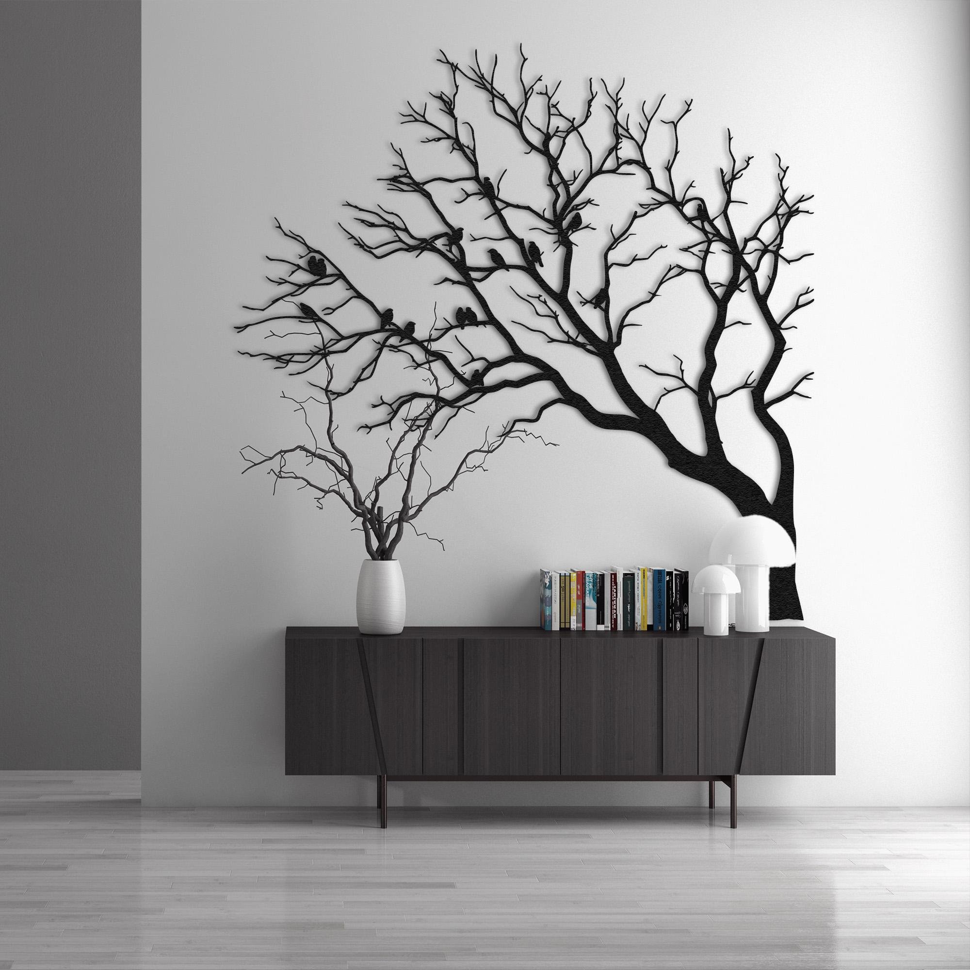 Birds on Tree Branch Metal Wall Art, Nature Dresser Wall Art Decor, Nature Sculpture, Living Room Decor, Forest Wall Art, Wall Hangings