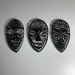 3 Panel African Mask Metal Wall Art, African Mask Wall Decor, Set Of 3 Wall Art, African Home Decor, African American Decor, African Gifts