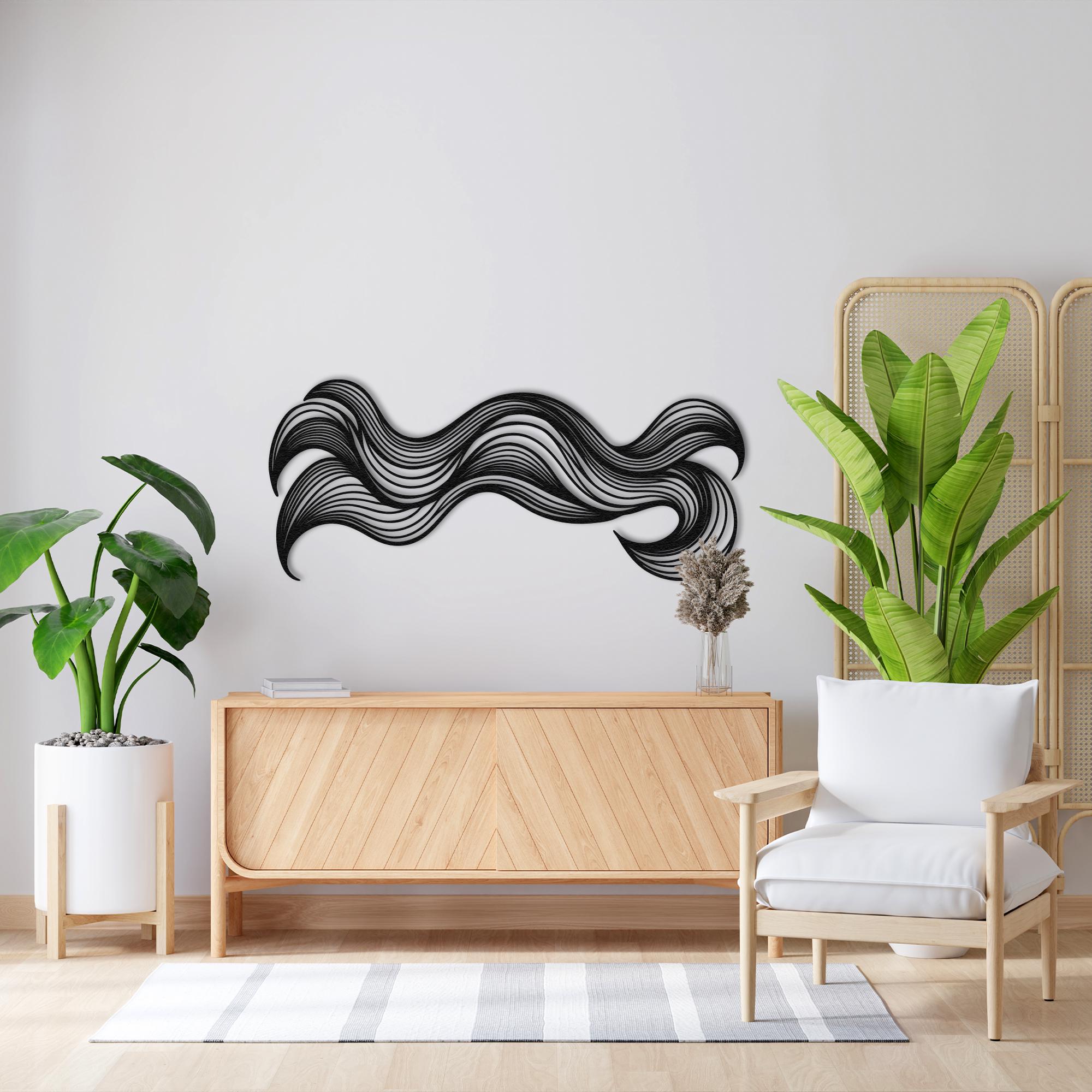 Abstract Metal Wall Art, Modern Wave Decor, Minimal Steel Sculpture ...