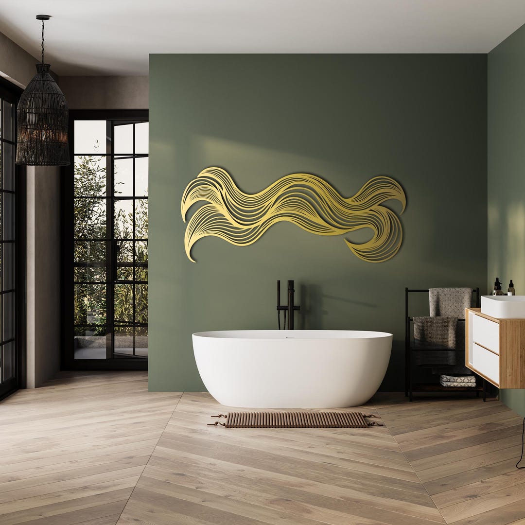 Abstract Metal Wall Art, Modern Wave Decor, Minimal Steel Sculpture ...