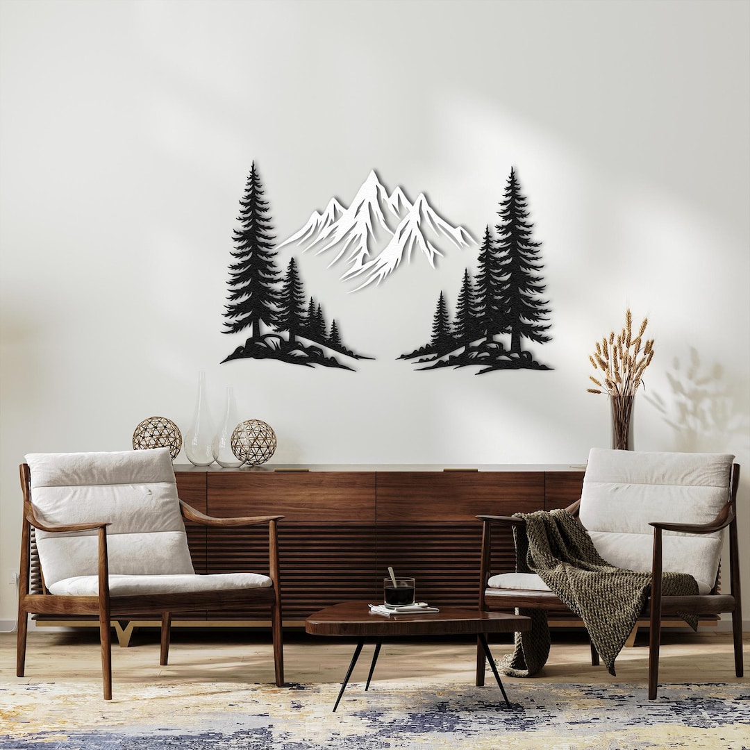 Mountain and Forest Metal Decor, Mountain, Mountain Wall Art, Mountain ...