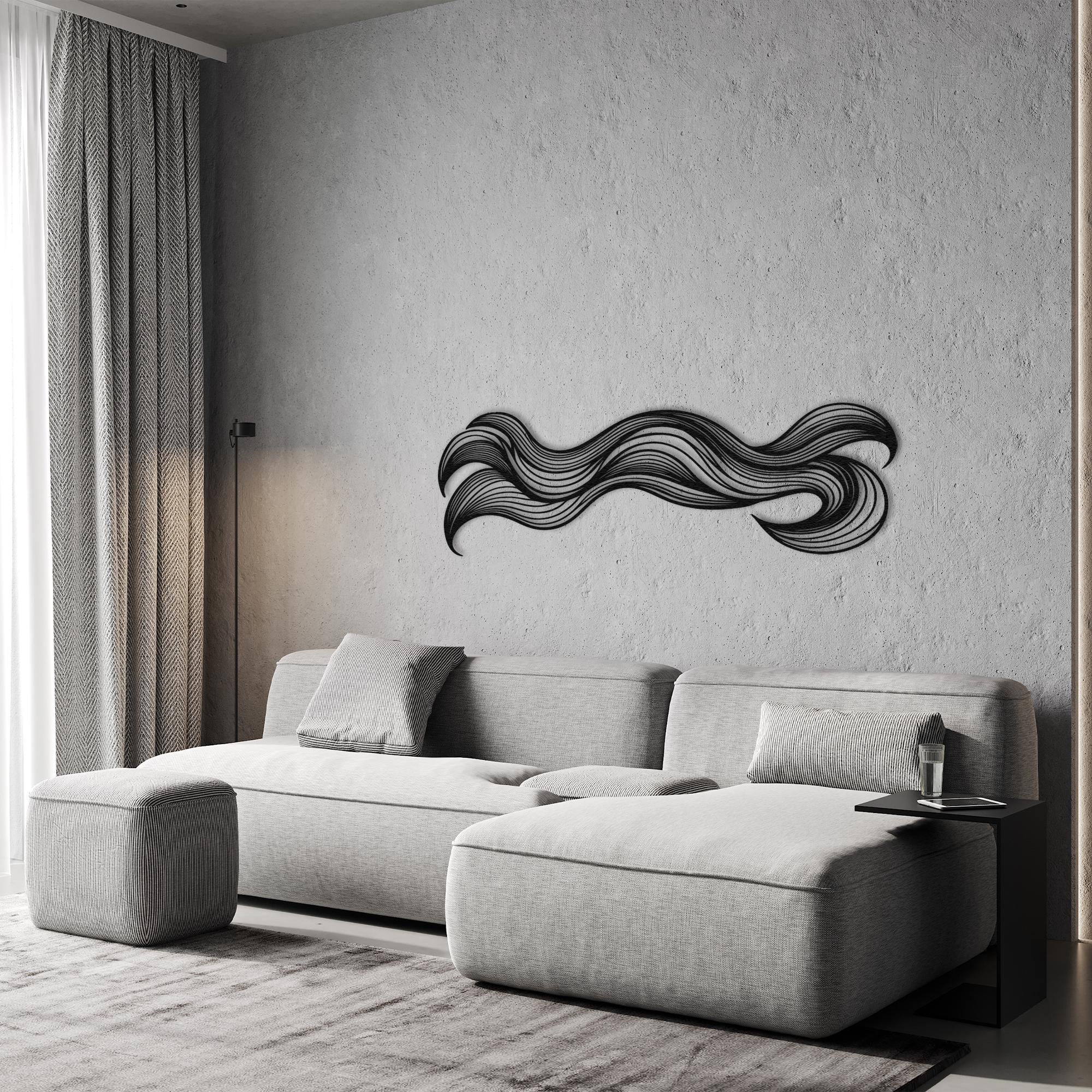 Abstract Metal Wall Art, Modern Wave Decor, Minimal Steel Sculpture ...
