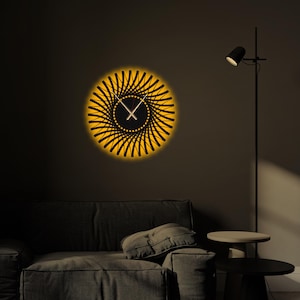 Geometric LED Metal Wall Clock,Metal Large Wall Clock with LED,Minimalist Silent Clock Decor,Boho Wall Clock,Modern Wall Clock,Office Decor